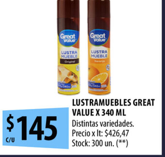 Punto Mayorista Lustramuebles Great Value x 340ml oferta