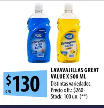 Punto Mayorista Lavavajillas Great Value x 500ml oferta