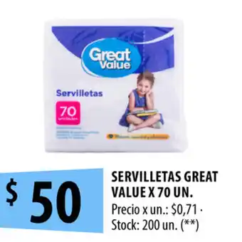 Punto Mayorista Servilletas Great Value x 70un oferta