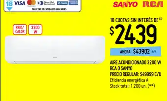 Punto Mayorista Sanyo Aire Acondicionador 3200w oferta