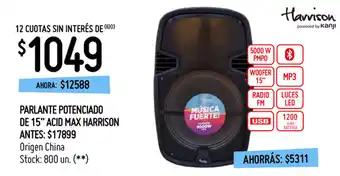 Punto Mayorista Parlante Potenciado De 15" Acid Max Harrison oferta
