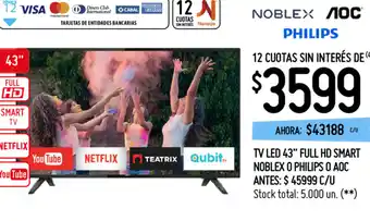 Punto Mayorista Philips TV LED 43" FullHD Smart Noblex oferta