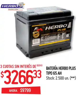 Punto Mayorista Batería Herbo Plus Tipo 65 H oferta
