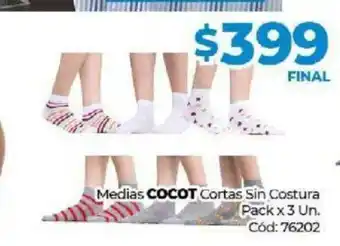 Diarco Cocot Medias Cortas Sin Costura Pack x 3 Un oferta