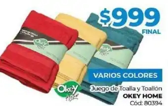 Diarco Okey Home Juego de Toalla y Toallón Varios Colores oferta