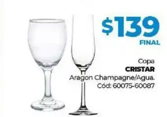 Diarco Cristar Copa Aragon Champagne/ Agua oferta