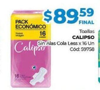 Diarco Calipso Toallas Sin Alas Cola Less x 16 Un oferta
