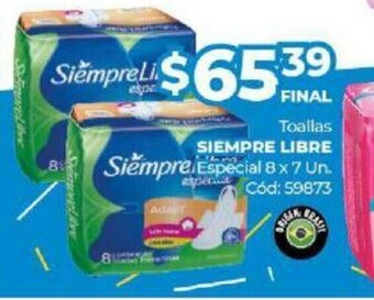 Diarco Siempre Libre Toallas Especial 8 x 7 Un oferta