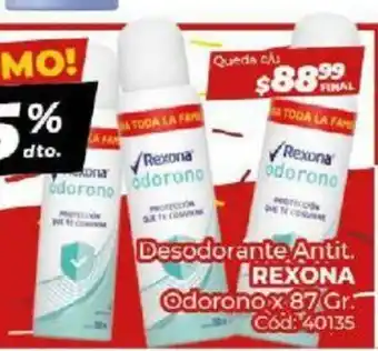 Diarco Rexona Desodorante Antit Odorono x 87 gr oferta