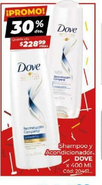 Diarco Dove Shampoo y Acondicionador x 400ml oferta