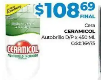 Diarco Ceramicol Cera Autobrillo D/P x 450ml oferta