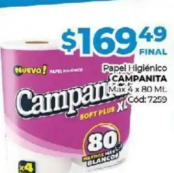 Diarco Campanita Papel Higiènico Max 4x80 Mt oferta