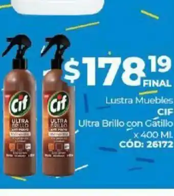 Diarco Cif Lustra Muebles Ultra Brillo con Gatillo x 400 ml oferta