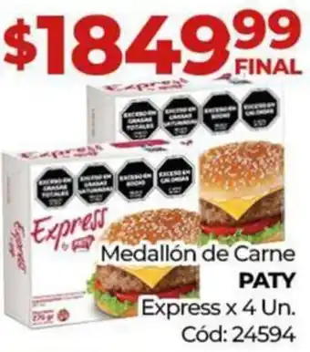 Diarco Medallón de Carne PATY Express x 4Un oferta