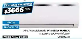 Diarco Primera Marca Aire Acondicionado TRD034 3400 W Frío/Calor oferta