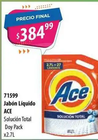 Micropack Jabón Líquido Ace Solución Total Doy Pack x 2.7L oferta