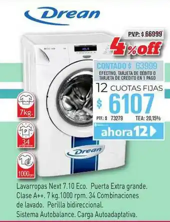 Red del Hogar Lavarropas Next 7.10 Eco Drean oferta