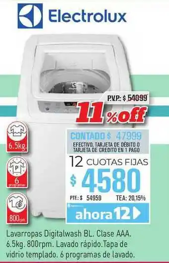 Red del Hogar Lavarropas Digitalwash Bl Electrolux oferta