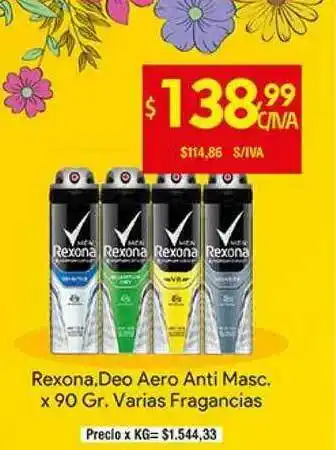 Medamax Rexona Deo Aero Anti Masc. Varias Fragancias x 90gr oferta