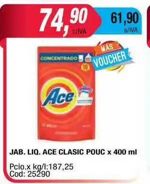 Maxiconsumo Jab. Liq. Ace Clasic Pouc x 400ml oferta