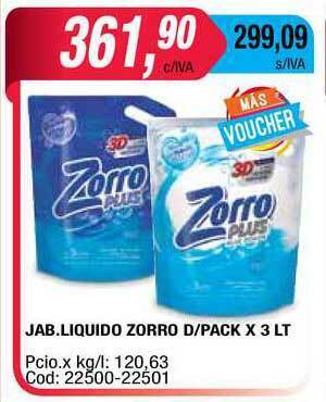Maxiconsumo Jab. Liquido Zorro D Pack x 3lt oferta