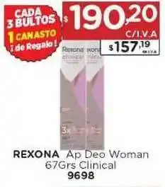 Hipermay Rexona Ap Deo Woman 67grs Clinical 9698 oferta