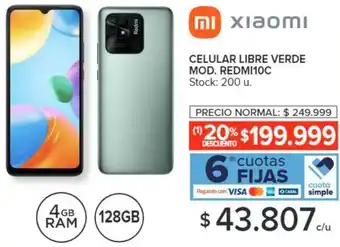 Carrefour Xiaomi CELULAR LIBRE VERDE MOD. REDMI10C oferta