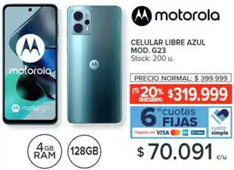 Carrefour Motorola CELULAR LIBRE AZUL MOD. G23 oferta