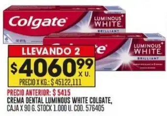 Coto CREMA DENTAL LUMINOUS WHITE COLGATE CAJA X 90G oferta