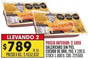 Coto SALCHICHAS SIN PIEL ESCUDO DE ORO PAQ. X 190G oferta