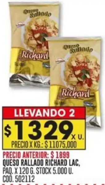 Coto QUESO RALLADO RICHARD LAC PAQ. X 120G oferta