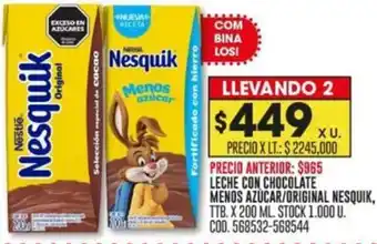 Coto LECHE CON CHOCOLATE MENOS AZUCAR/ORIGINAL NESQUIK TTB. X 200ML oferta