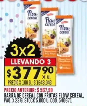 Coto BARRA DE CEREAL CON FRUTAS FLOW CEREAL PAQ. X 23G oferta