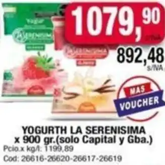 Maxiconsumo YOGURTH LA SERENISIMA x 900GR oferta