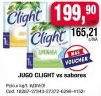 Maxiconsumo JUGO CLIGHT vs sabores oferta