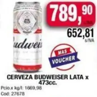 Maxiconsumo CERVEZA BUDWEISER LATA X 473CC oferta