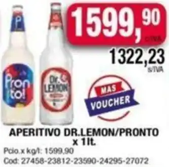 Maxiconsumo APERITIVO DR.LEMON/PRONTO X 1LT oferta