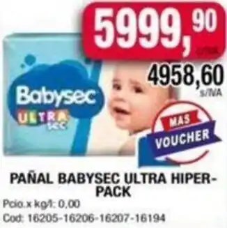 Maxiconsumo PAÑAL BABYSEC ULTRA HIPER- PACK oferta
