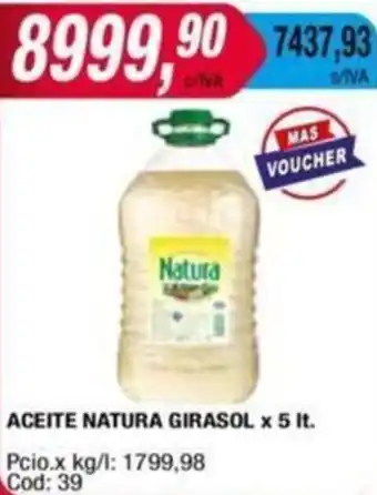 Maxiconsumo ACEITE NATURA GIRASOL x 5It oferta