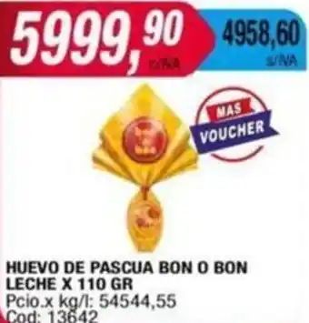 Maxiconsumo HUEVO DE PASCUA BON O BON LECHE X 110GR oferta