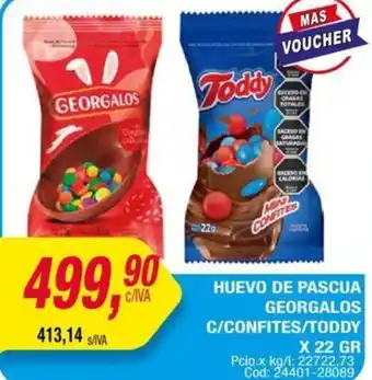 Maxiconsumo HUEVO DE PASCUA GEORGALOS C/CONFITES/TODDY X 22GR oferta