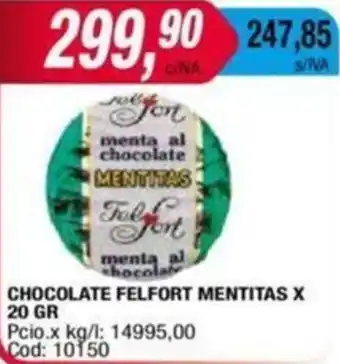 Maxiconsumo CHOCOLATE FELFORT MENTITAS X 20GR oferta