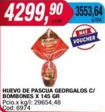 Maxiconsumo HUEVO DE PASCUA GEORGALOS C/ BOMBONES X 145GR oferta