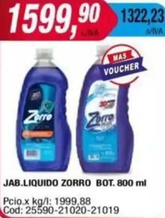 Maxiconsumo JAB.LIQUIDO ZORRO BOT. 800ml oferta