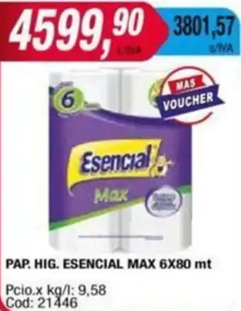 Maxiconsumo PAP. HIG. ESENCIAL MAX 6X80mt oferta