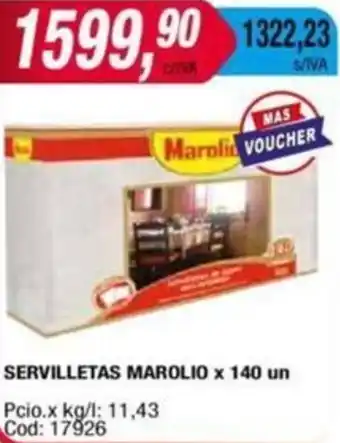Maxiconsumo SERVILLETAS MAROLIO x 140un oferta