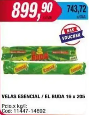 Maxiconsumo VELAS ESENCIAL/EL BUDA 16 x 205 oferta