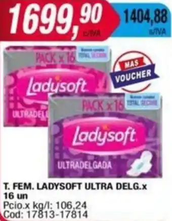 Maxiconsumo T. FEM. LADYSOFT ULTRA DELG. x 16un oferta