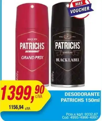 Maxiconsumo DESODORANTE PATRICHS 150ml oferta