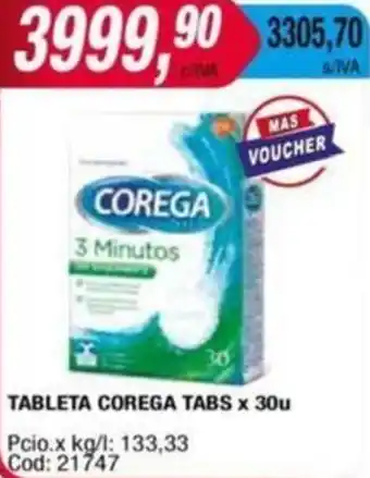 Maxiconsumo TABLETA COREGA TABS x 30u oferta